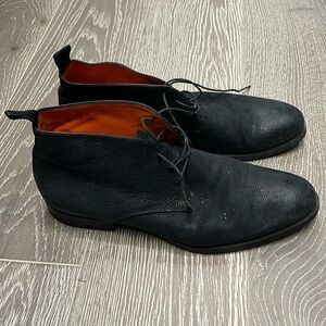 Luxury Italian Leather Black Ankle Boots - Men’s Size 10 - Handmade Formal